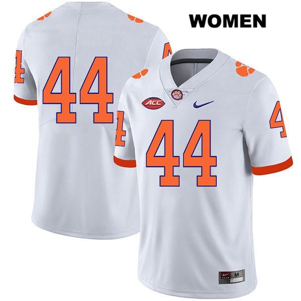 Women's Clemson Tigers #44 Nyles Pinckney Stitched White Legend Authentic Nike No Name NCAA College Football Jersey ZIN8046GZ